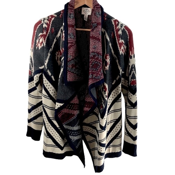 St John's Bay Sweater Cardigan Women M Open Casual Cabin Southwest Cozy Western - Picture 3 of 10